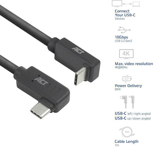Act USB 3.2 Видео кабел USB-C мъжки - USB-C / DisplayPort 60W PD 1m