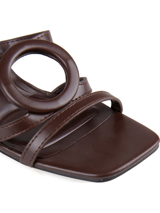 Mules With High Heel In Brown Colour