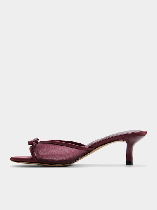 Mules With Low Heel In Burgundy Colour