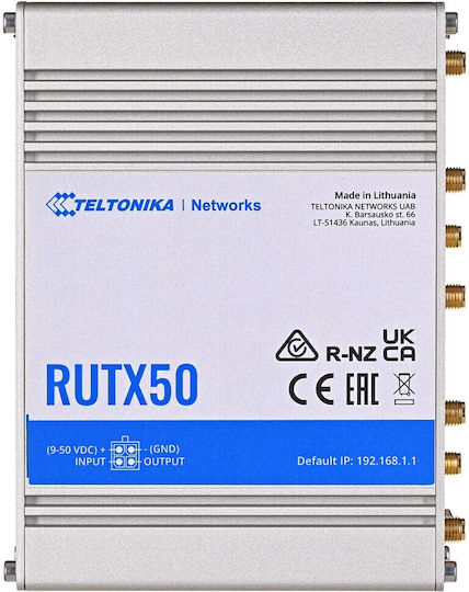 Teltonika RUTX50 Wireless 5G Router Wi‑Fi 5 with 4 Gigabit Ports
