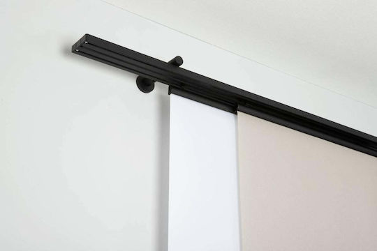 Dreifach Vorhangschienen aus Aluminium in Schwarz Farbe 310cm