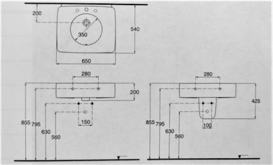 Ideal Standard Επικαθήμενος Νιπτήρας Πορσελάνης 65x54cm Λευκός