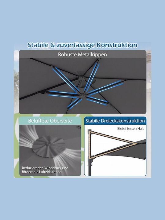Umbrelă Profesională Suspendată Rotundă Metalică Gri Φ3m