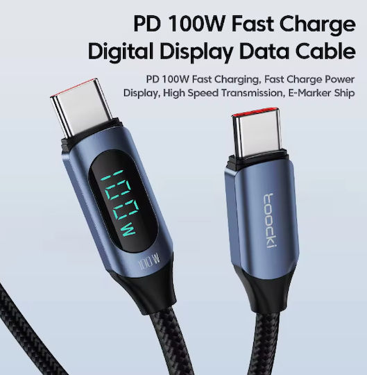Usb Type-c To Type-c Data Charging Cable 100w 1m Black