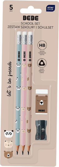 Graphite Pencils Eraser Sharpener 3 Pieces Bear