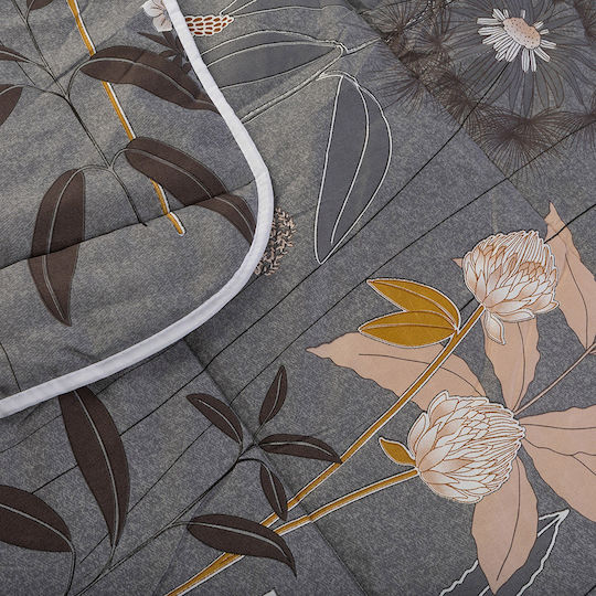 Πάπλωμα Μονό με Γέμιση Microfiber 150x210εκ. Γκρι 150 GSM