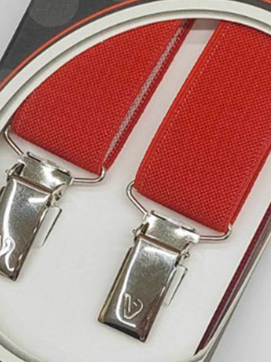 Men's Suspenders Victoria 25mm 4 Clips Monochrome 62025-120 Red