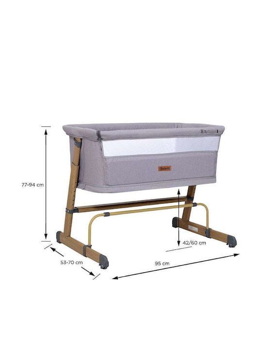 Belletti Baby Cradle with Mattress and Wheels Ecru