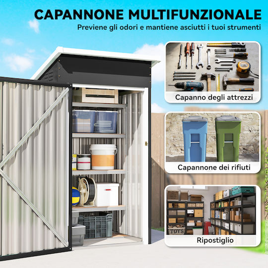 Metal Garden Shed Galvanized with Air Vent L1.075xW0.91xH1.85m
