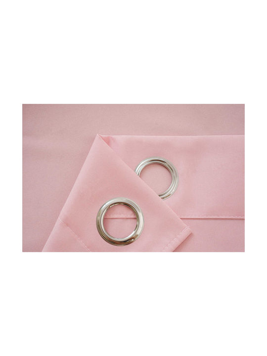 Cotton Market Curtain With Pink Grommets 140x250cm
