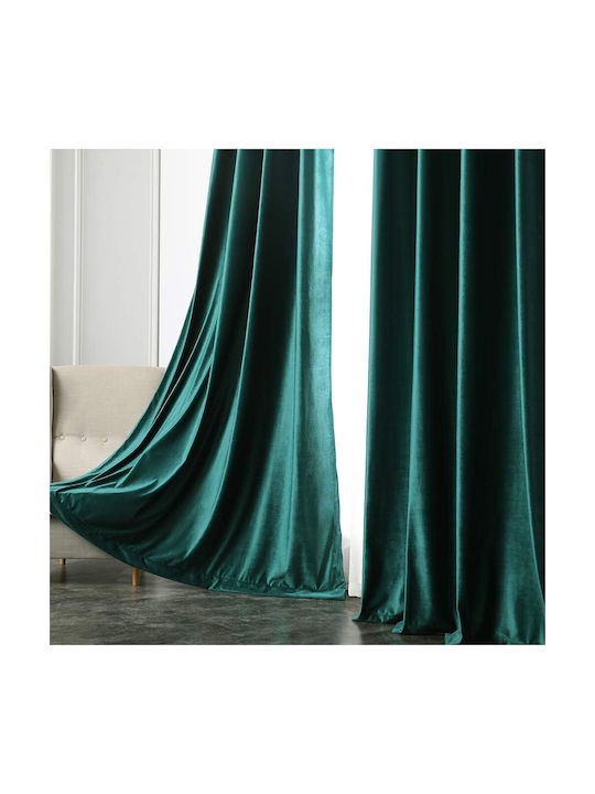 Miulee Σετ Κουρτίνες Συσκότισης με Τρουκς Green 140x280εκ.