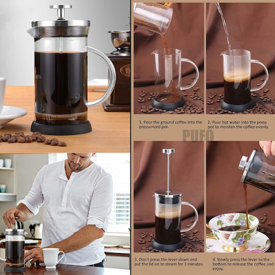 Pufo Modern Pufo Teefilter Teekanne Aus Borosilikatglas Mit Griff Französische Presse Typ Sieb 1l