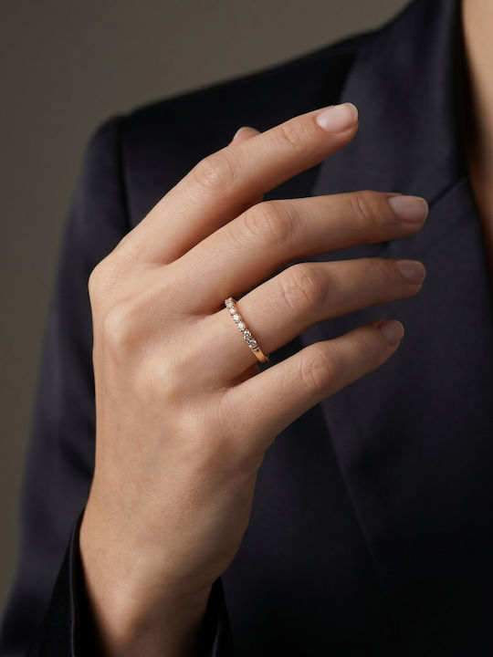 Diamond Group Γυναικείο Δαχτυλίδι Μισόβερο Χρυσό 18Κ