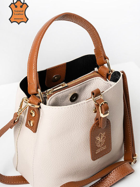 Leder Damen Handtasche in Creme