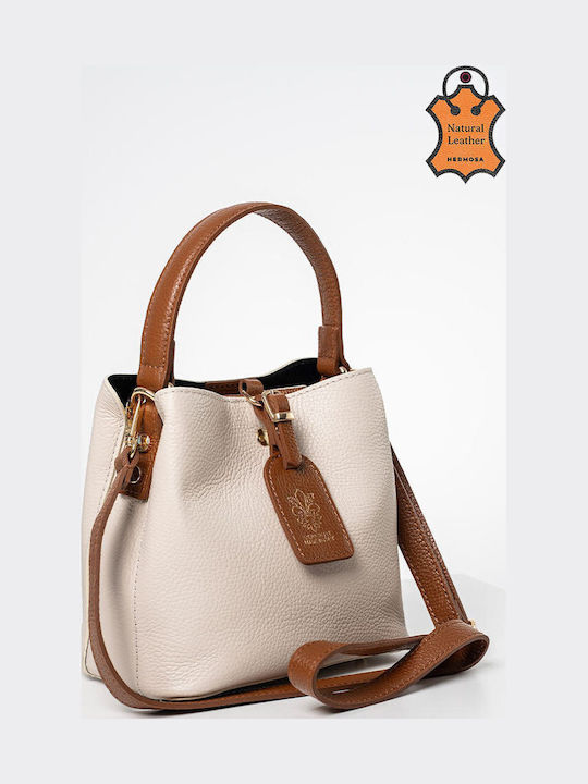 Leder Damen Handtasche in Creme