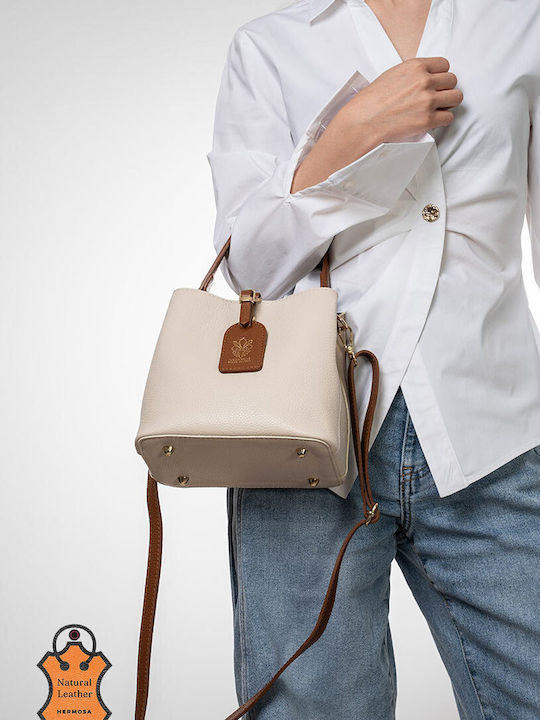 Leder Damen Handtasche in Creme
