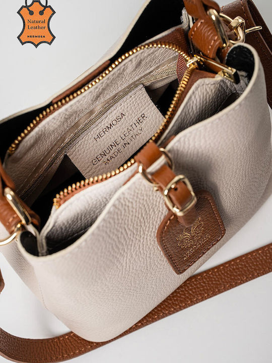 Leder Damen Handtasche in Creme