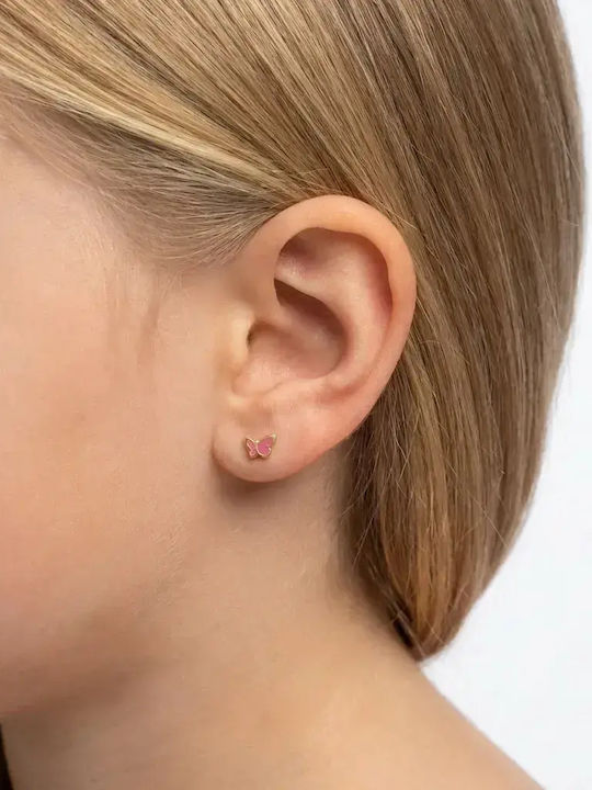 Kids Earrings Studs Butterflies 9K Gold