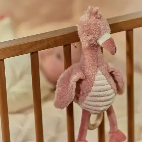 Little Dutch Pendant Cot Toy with Music Flamingo Safari Friends for Newborns