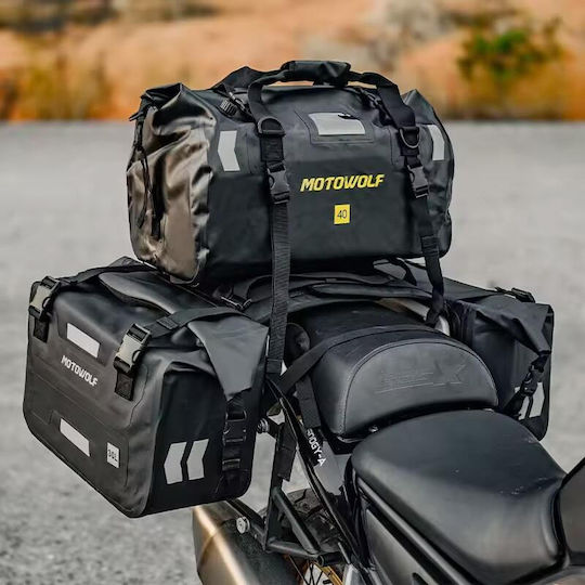 Motowolf Motorcycle Saddle Bags Waterproof Black 60l Mdl0720