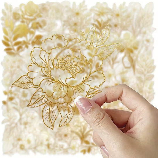 Decorative Gold Flower Stickers Set 50 Pieces