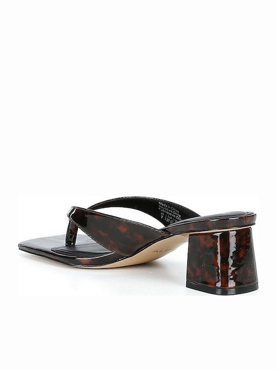 Patent Leather Mules With Low Heel In Brown Colour