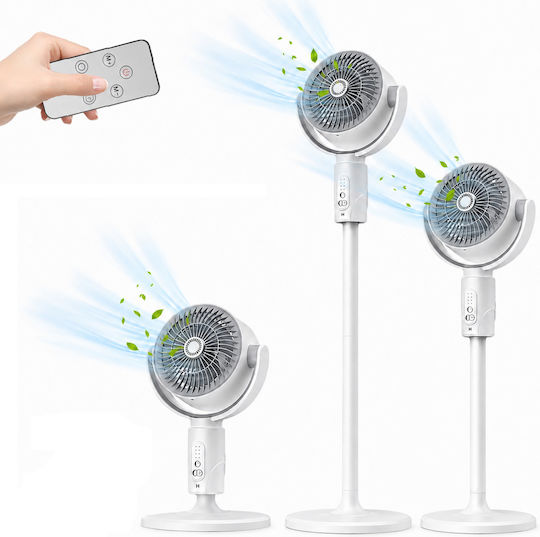 Ventilator Pe Piedestal 10W Diametru 38cm Cu Telecomandă Alb