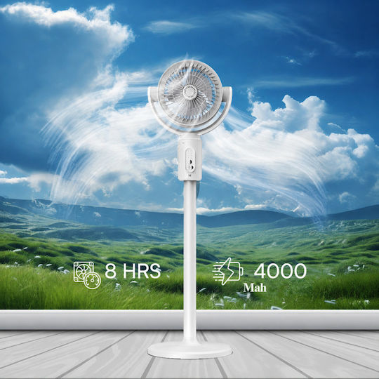 Ventilator Pe Piedestal 10W Diametru 38cm Cu Telecomandă Alb