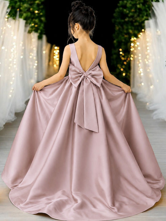 Girls Dress Sleeveless Satin Pink Sapio Milo