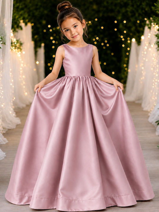 Girls Dress Sleeveless Satin Pink Sapio Milo