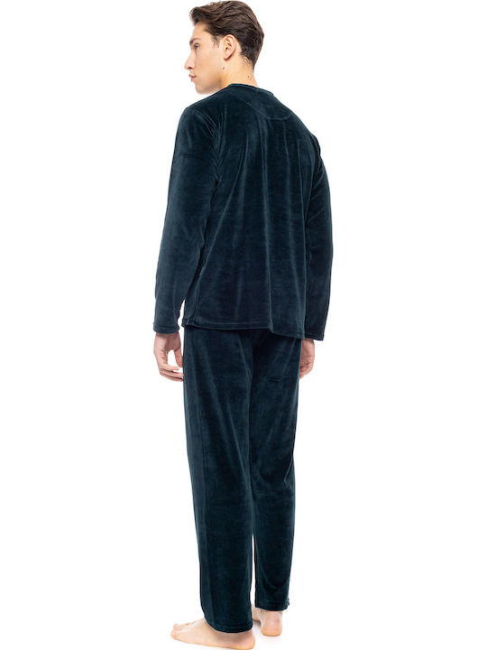 Ulisse Winter Herrenpyjama Baumwollene Oil Grün
