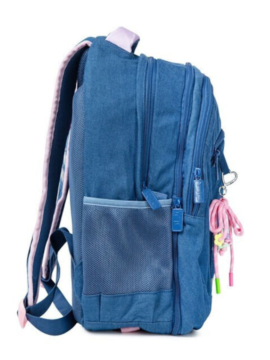 Yolo School Backpack Elementary Blue with Water Bottle Holder 28lt