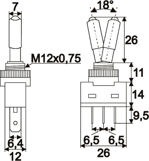 Set 2 Comutatoare cu Led Roșu cu Manetă 12v 20a On-Off Spst pentru Panou Auto Set 2 Bucăți