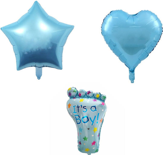 Set of 3 Blue Jumbo Heart Foil Balloons 79cm
