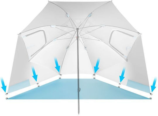 Nils NC17114 Umbrelă de Plajă Diametru 2.4m cu Umbrelă și Protecție UV Albastră