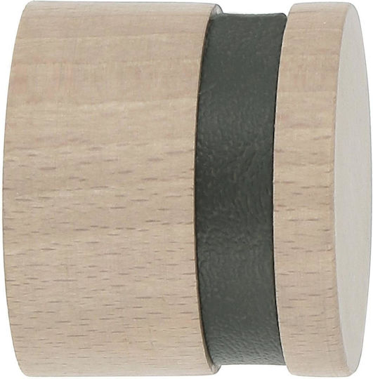 Curtain Wood End Made of Beige Wood 2 Pieces
