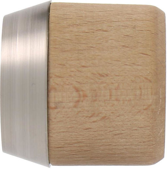 Curtain Wood End Made of Beige Wood 2 Pieces