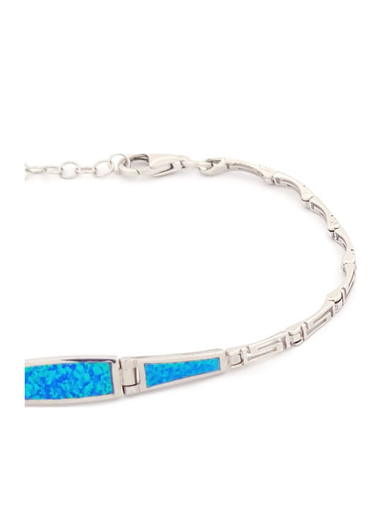 GLS Silver Women's Bracelet with Meander Design in Silver 20.5cm