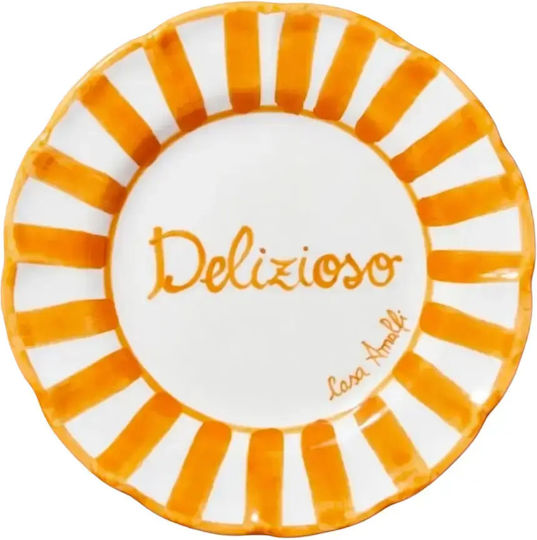 Casa Amalfi Shallow Ceramic Orange Plate With Diameter 26cm