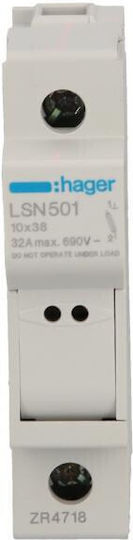 Hager Unterbrechungsschalter elektrische Schalttafel 1P für Sicherung 10,3x38mm LSN501