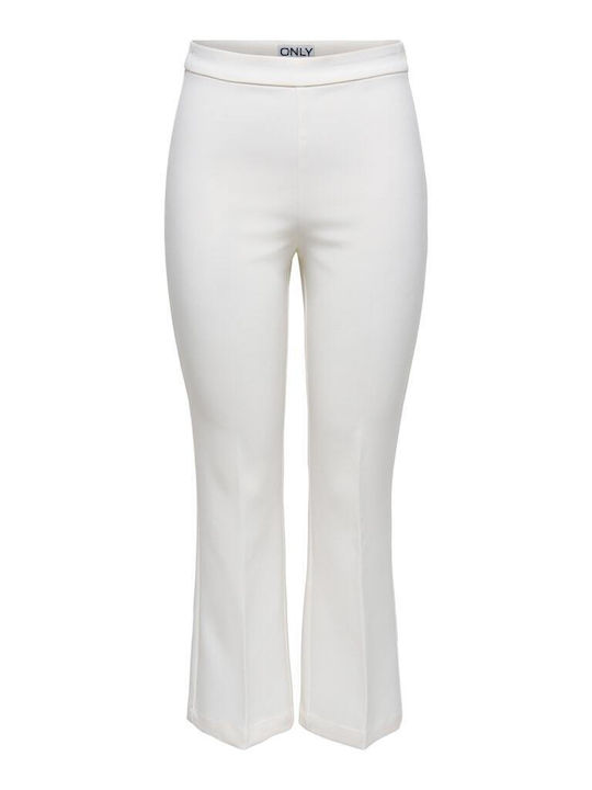 Damen Stoff Capri Hose Ausgestellt Beige