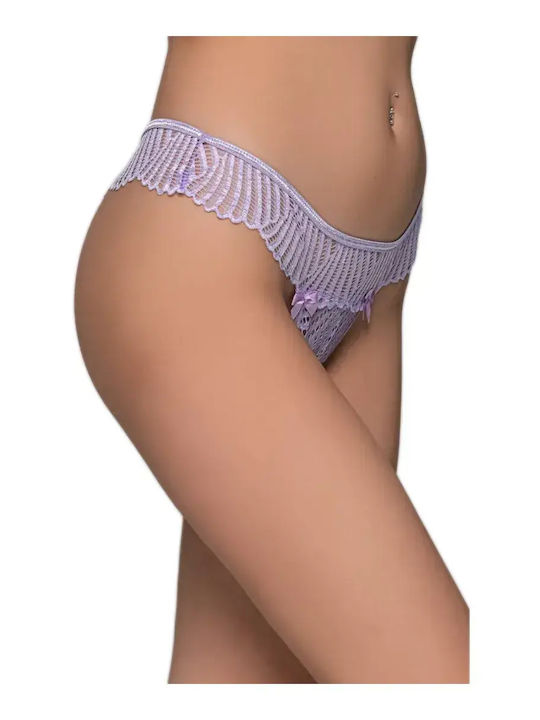 Γυναικείο String με Δαντέλα Λιλα
