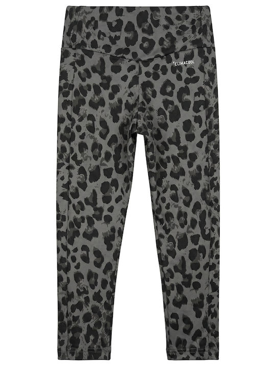Kids Leggings Athletic Long Grey Animal