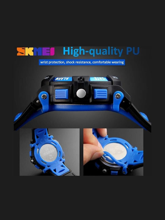Skmei Analog/Digital Men's Watch 44mm Battery Chronograph with Blue Rubber Strap