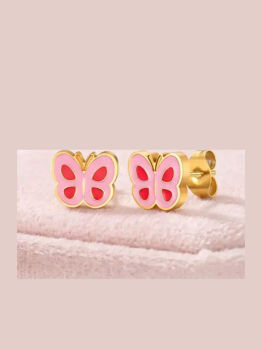 Bode Хипоалергенни Златни Детски Обеци Studs Пеперуди от Стомана