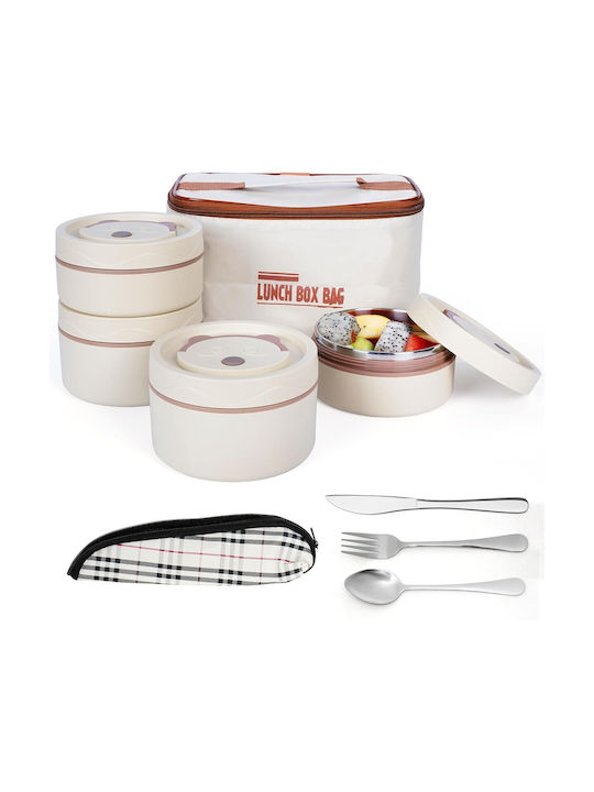 Belle Vous Set Lunch Boxes Inox Thermo Grey 25x13cm 4 Pieces