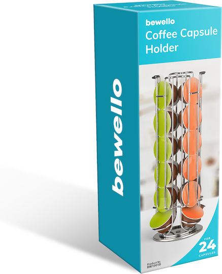 Dolce Gusto Coffee Capsule Holder 24 Capsules Rotating Metal Chrome Kitchen Organizer