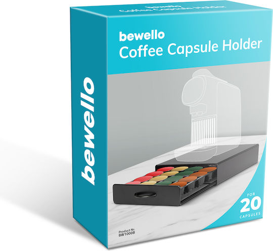 Suport Capsule Cafea Dolce Gusto 20 Capsule Sertar Metalic Organizator Negru Mat Pentru Espressor