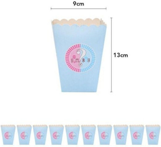 Set 6 Cutii De Popcorn Pentru Gender Reveal Alista Home Fata Baiat Carton 13 X 9 Cm Roz Albastru