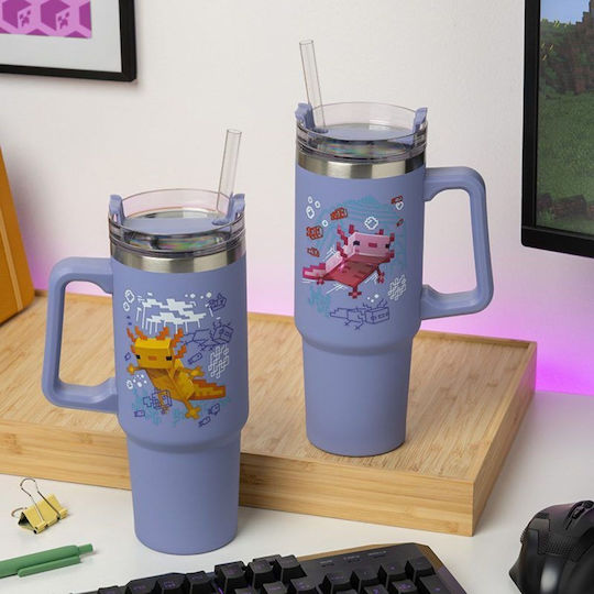Paladone Kids Thermos Minecraft with Straw Purple 900ml